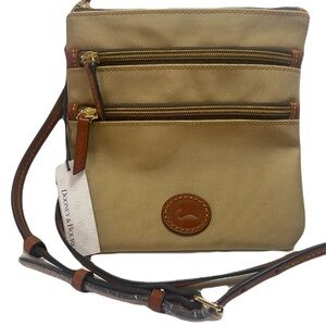 Dooney & Bourke Khaki Triple Zip Beige Brown Crossbody Bag Neutral New Leather